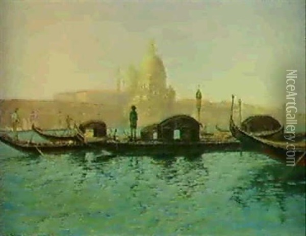Die Basilika Santa Maria Della Salute In Venedig Oil Painting - Jean-Baptiste-Arthur Calame