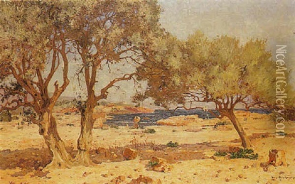 Paysage Mediterraneen Oil Painting - Eugene Deshayes
