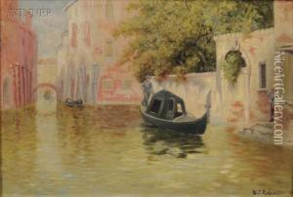 A Gondola Arrives Oil Painting - William T. Robinson