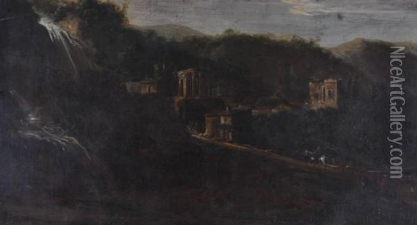 Extensive Italianate Classical Landscape Tivoli Oil Painting - Jan Frans Van Bloemen (Orizzonte)