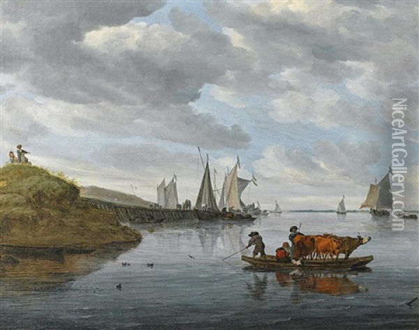 Grose Flusslandschaft Oil Painting - Salomon van Ruysdael