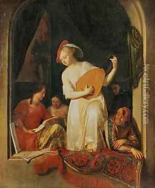 A Musical Party 1681 Oil Painting - Jacob Ochtervelt