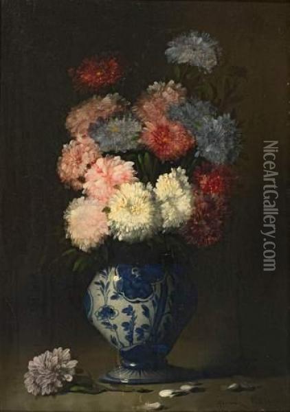 Bouquet De Gardenia. Oil Painting - Germain Theodure Clement Ribot