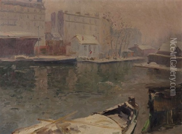 Bord De Canal Oil Painting - Elie Anatole Pavil