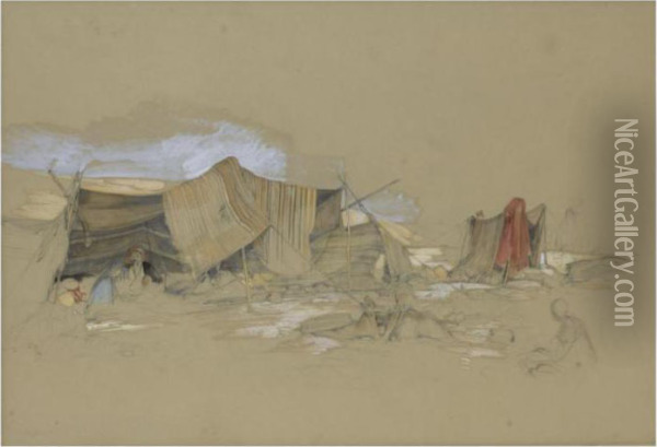 Bedouin Tents Oil Painting - John Frederick Lewis