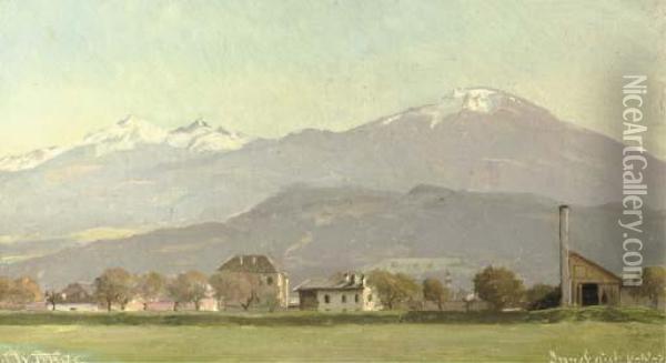 A View Of Innsbruck, Austria Oil Painting - Wenzel Ulrik Tornoe