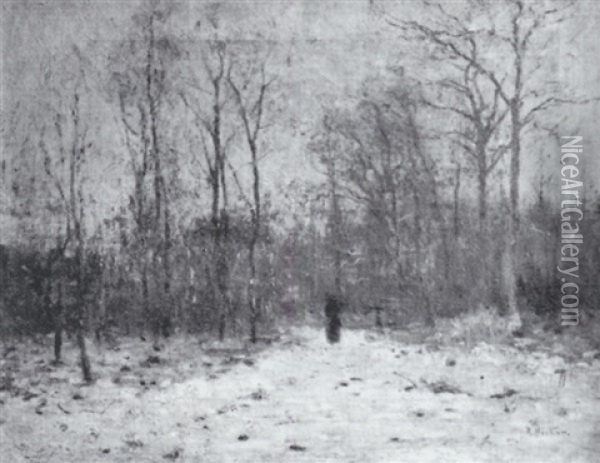 Weg Am Winterlichen Wald Oil Painting - Rudolf Hoeckner