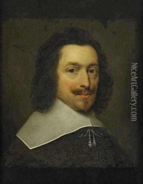 Portratt Forestallande Charles Ii Av England Oil Painting - Cornelius Jonson