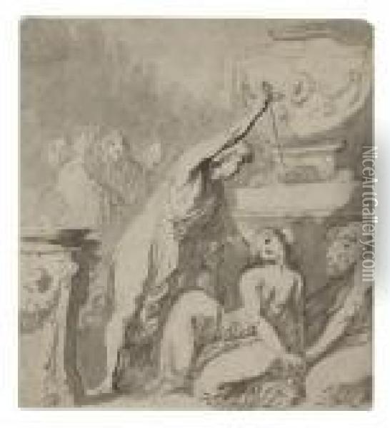 The Sacrifice Of Jeptha's Daughter Oil Painting - Nicolas Poussin