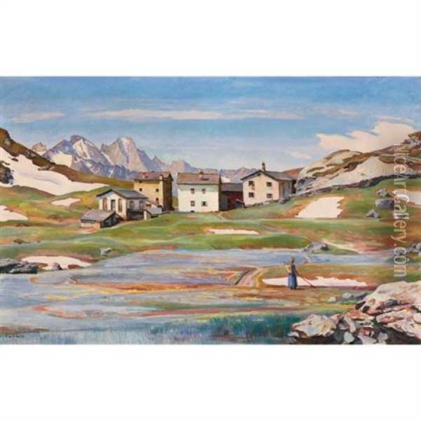 Fruhling Auf Der Alp Blaunca Oil Painting - Carl Albert Von Salis-Soglio