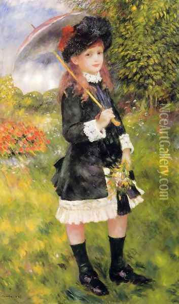Girl With A Parasol Aka Aline Nunes Oil Painting - Pierre Auguste Renoir