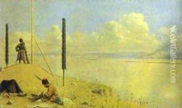 Picket On The Danube 1878-1879 Oil Painting - Vasili Vasilyevich Vereshchagin