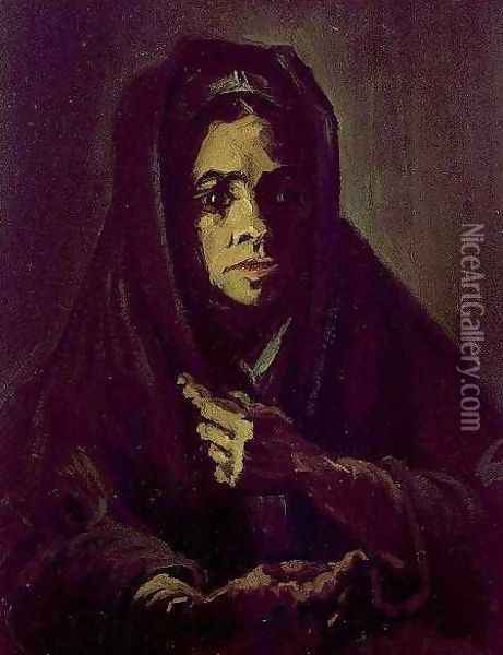 Woman With A Mourning Shawl Oil Painting - Vincent Van Gogh