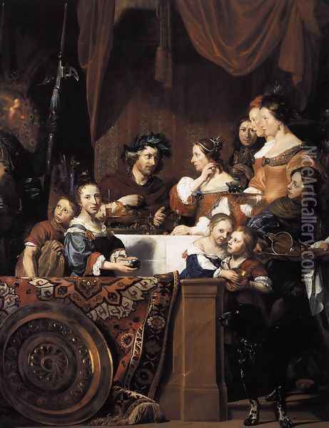 The de Bray Family (The Banquet of Antony and Cleopatra) 1669 Oil Painting - Jan De Bray