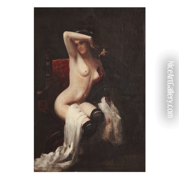 Nu Feminin, Vers 1890-1900 Oil Painting - Leon Bonnat