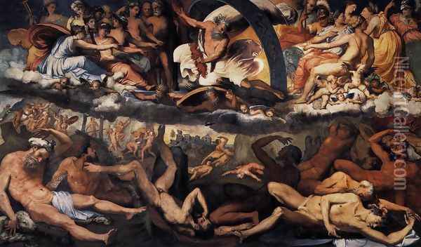 The Fall of the Giants 1531-33 Oil Painting - Perino del Vaga (Pietro Bonaccors)