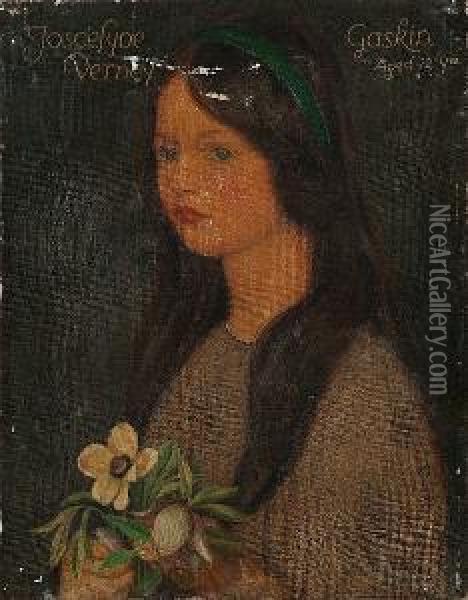 Portrait Of Joscelyne Verney Gaskin, Aged 12 Yrs. Oil Painting - Arthur Joseph Gaskin