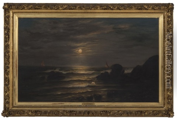 Moonlit Seascape Oil Painting - Mauritz Frederick Hendrick de Haas