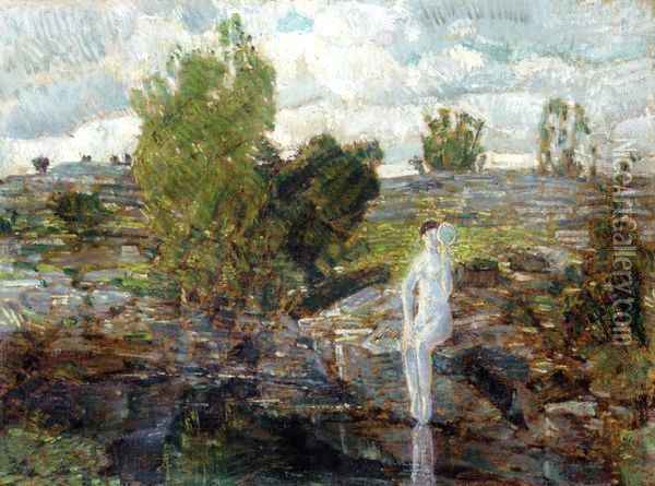 The Quarry Pool, Folly Cove, Cape Ann Oil Painting - Frederick Childe Hassam