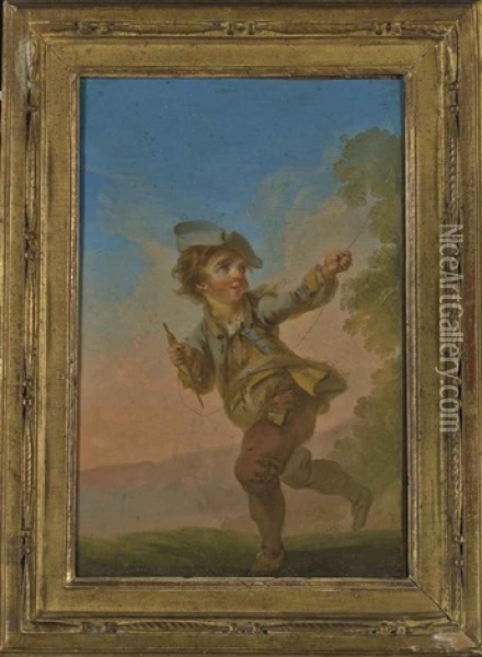 Enfant Jouant Avec Un Cerf-volant Oil Painting - Jean Baptiste Huet