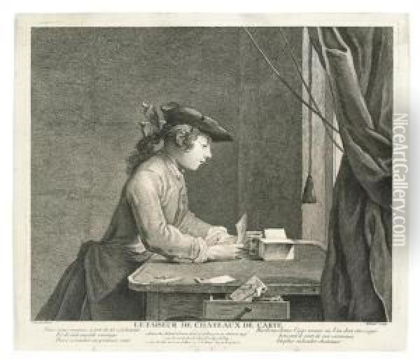 Le Faiseur De Chateaux De Carte. Oil Painting - Jean-Baptiste-Simeon Chardin