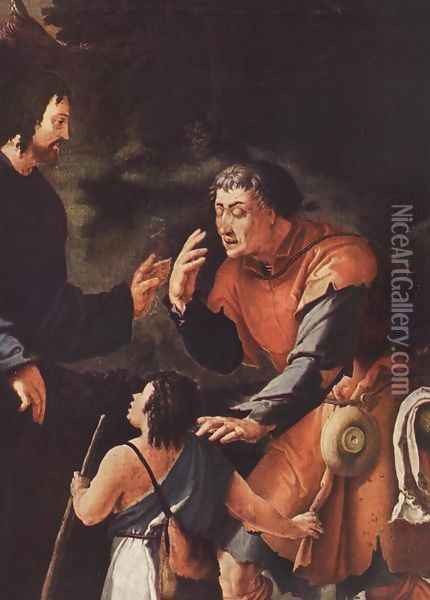 Christ Healing the Blind (detail) 1531 Oil Painting - Lucas Van Leyden