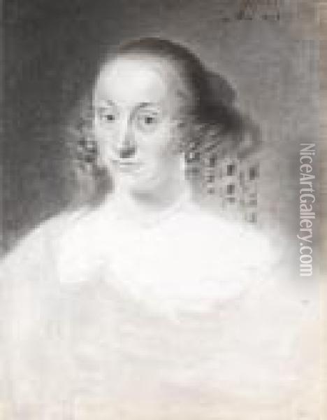 Portrait Of A Lady, Head And Shoulders Oil Painting - Cornelius de Visscher