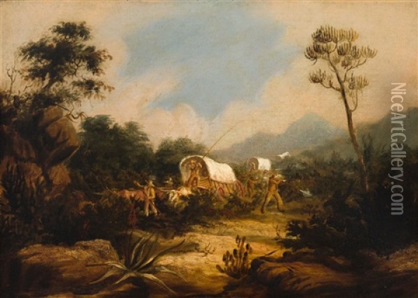 A Party Attacked Oil Painting - John Thomas Baines