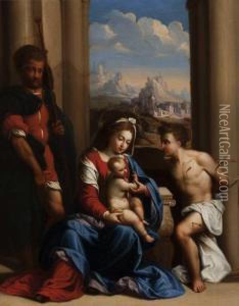 Madonna Col Bambino Tra San Rocco E San Sebastiano Oil Painting - Garofalo