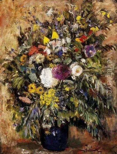 Still Life With Flowers Oil Painting - Bela Ivanyi Grunwald