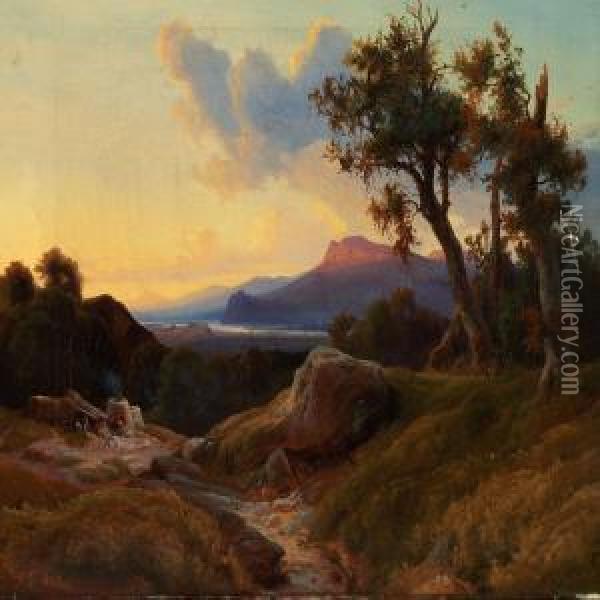 From The Sabine Mountains In Italy Oil Painting - Johann-Hermann Carmiencke