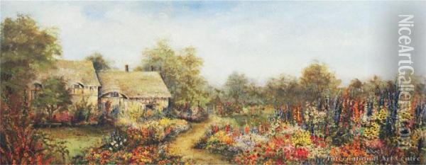 Summer Garden Oil Painting - Thomas Pyne