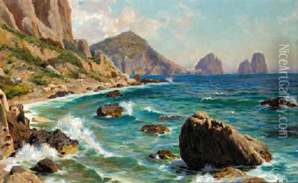 The Coast Of Capri Oil Painting - Bernardo Hay