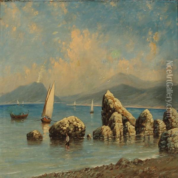 Costal Scene With Rocks Oil Painting - Wilhelm Ferdinand Leisner