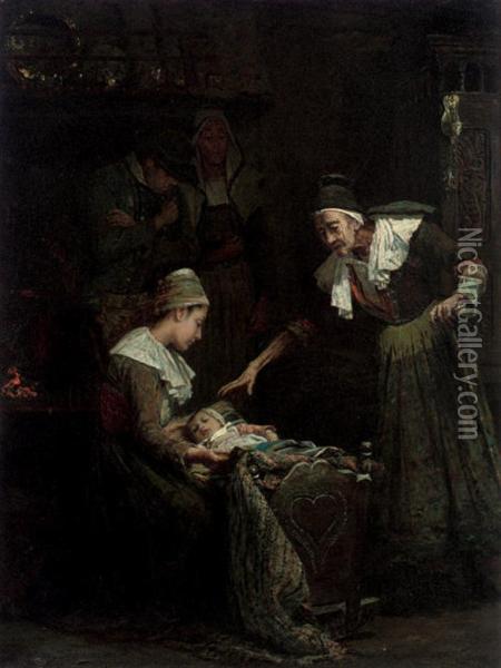 A Visit From Grandma Oil Painting - George Sherwood Hunter