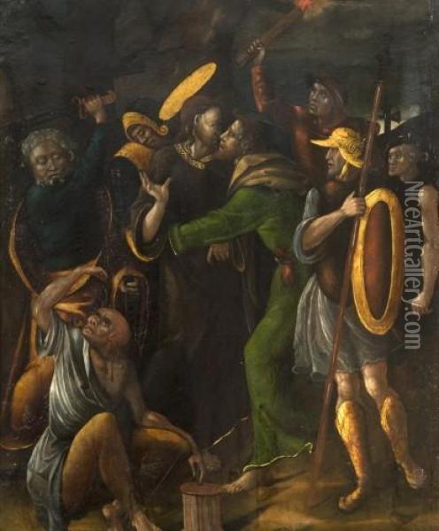 Le Baiser De Judas Oil Painting - Juan de Borgona