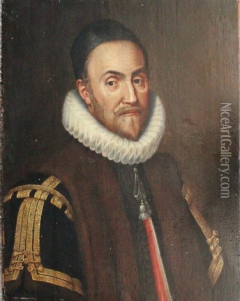 Portrait D'homme A La Veste Bordee De Fourrure Oil Painting - Jan Anthonisz Van Ravesteyn