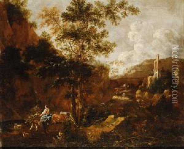 Paesaggio Con Armenti Oil Painting - Rembrandt Van Rijn