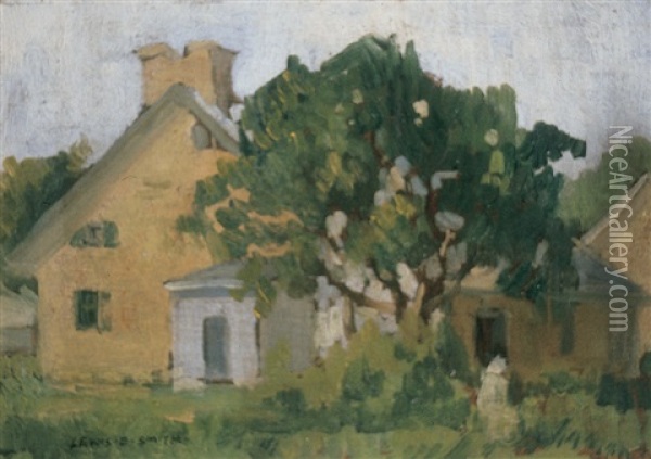 Home And Garden With Figure Oil Painting - Lewis Edward Smith