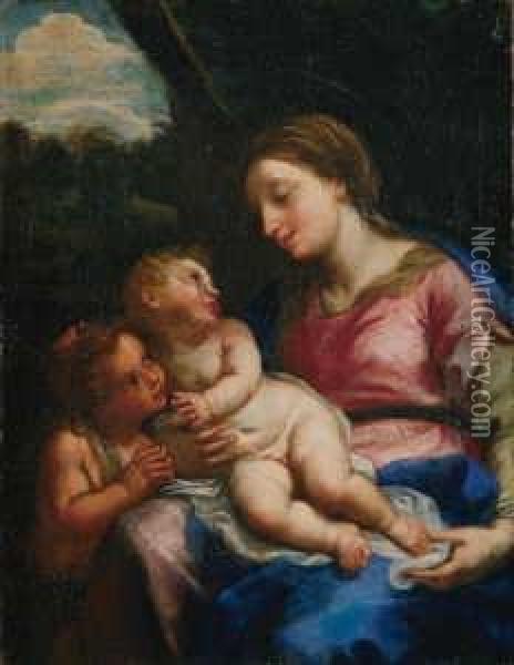 Madonna Mit Kind Und Dem Johannesknaben. Oil Painting - Giovanni Battista Salvi
