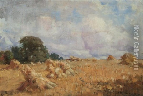 The Hay Stooks Oil Painting - Peleg Franklin Brownell