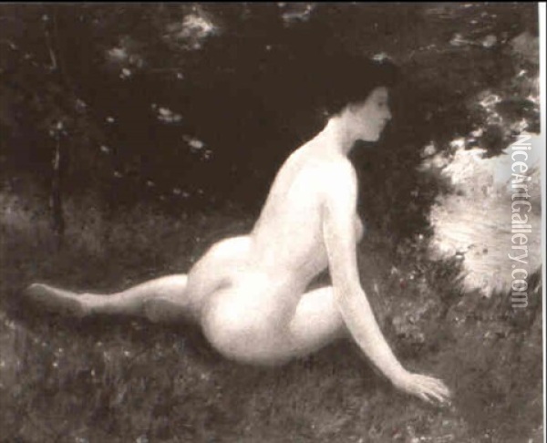 Nude By A Brook Oil Painting - George Ames Aldrich