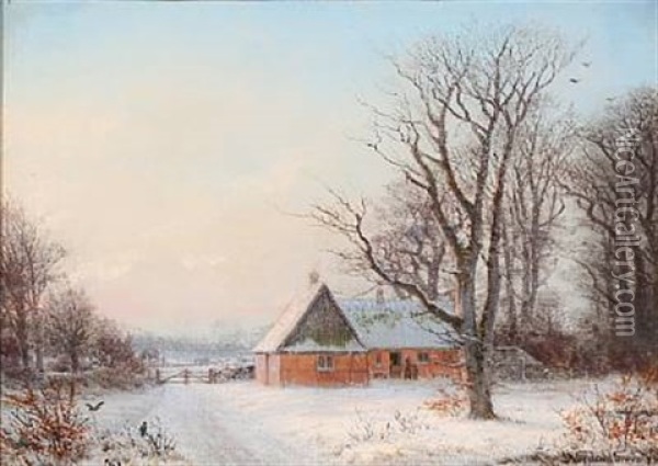 Vintermorgen Ved Fredensborg Oil Painting - Nordahl (Peter Frederik N.) Grove
