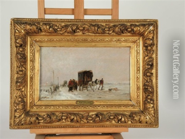 Paysage D'hiver Anime Oil Painting - Louis Mettling