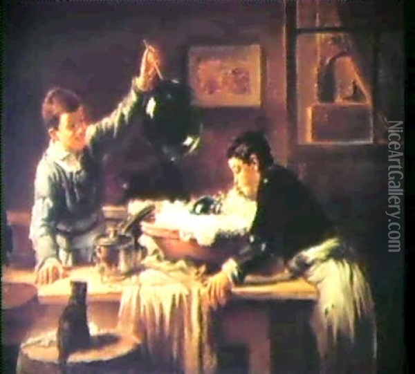 Les Joueurs De Bulles Oil Painting - Joseph Bail