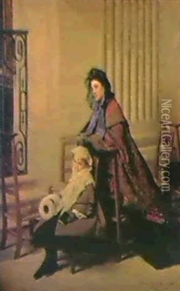 Mother And Child Oil Painting - Gustave Leonhard de Jonghe