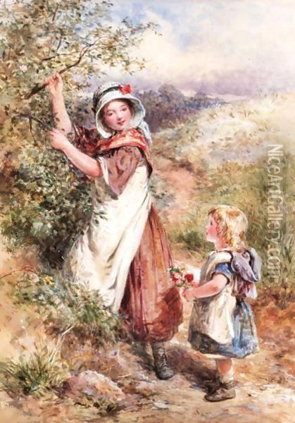 The Blossom Gatherer Oil Painting - James Hardy Jnr