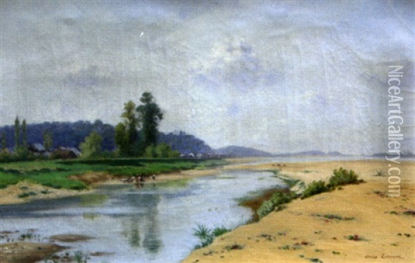 La Loire A Chaumont Oil Painting - Edme-Emile Laborne