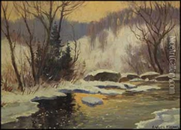 Creek In Winter Oil Painting - Andrew Wilkie Kilgour