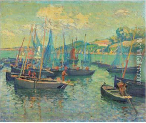 Sechage Des Filets, Douarnenez 1907 Oil Painting - Paul Madeline